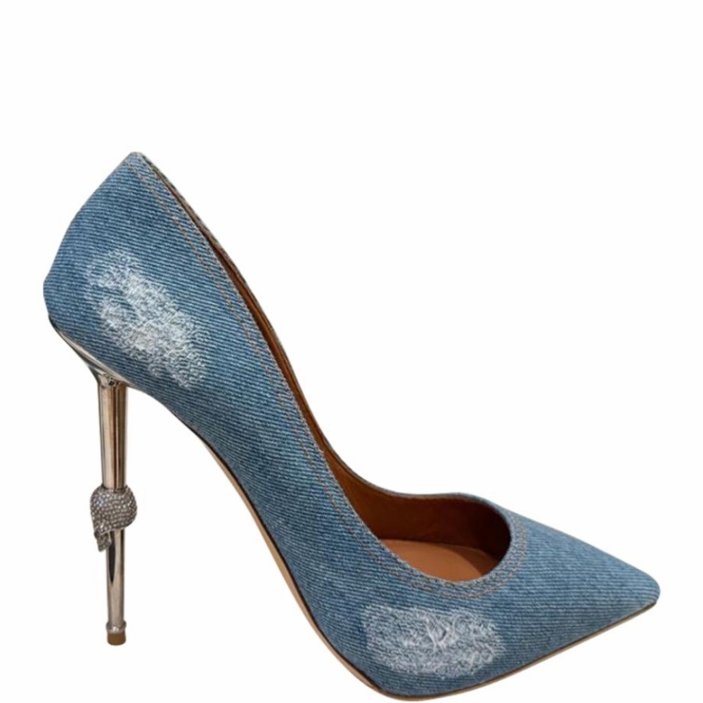 Philipp Plein Destroyed Decollete Denim Pumps Size 39
